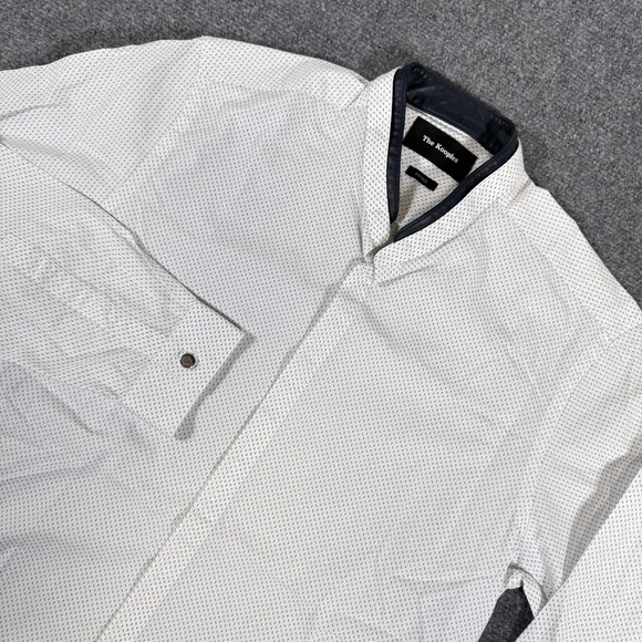 The Kooples Other - The Kooples‎ Dress Shirt Mens Medium White Fitted Cotton Collarless Geometric